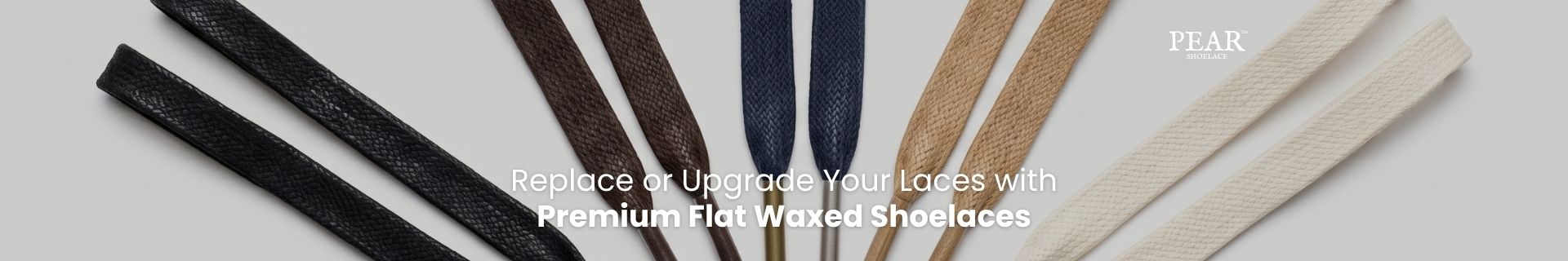 Flat waxed shoelaces with a smooth structured finish for sneakers, dress shoes and leather boots.