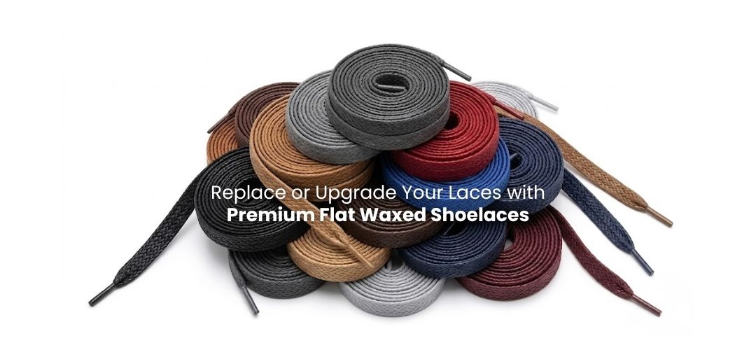 Flat waxed shoelaces with a smooth structured finish for sneakers, dress shoes and leather boots - Pear Shoelace