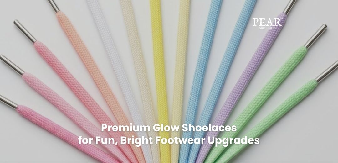 Glow shoelaces arranged in bright colours for sneakers, casual shoes and night-style lace upgrades. - Pear Shoelace