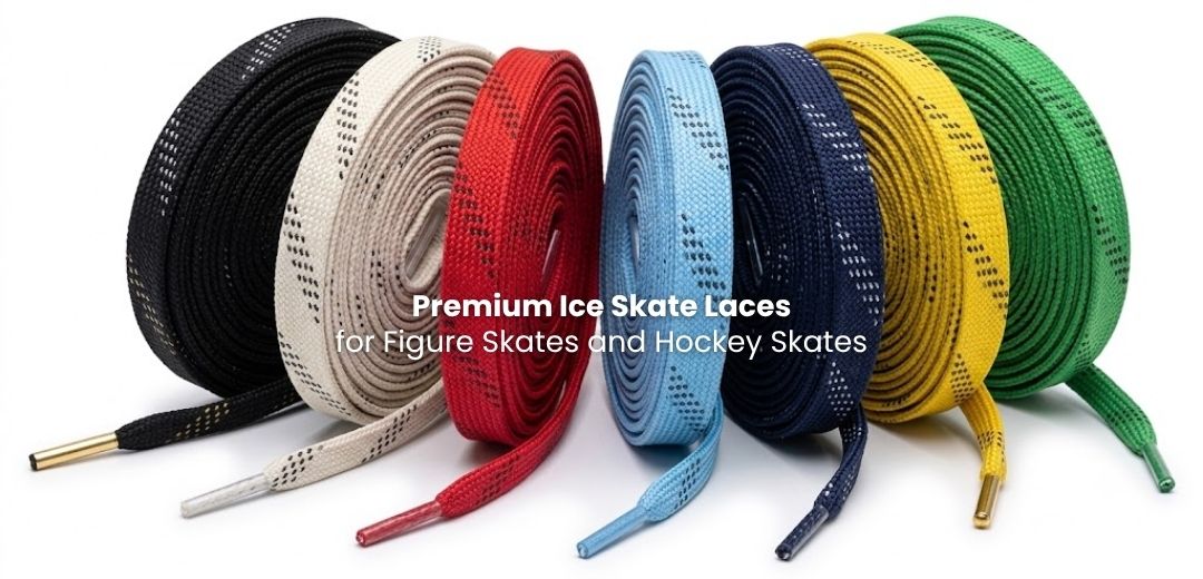 Ice skate laces in durable flat styles for figure skates, hockey skates and winter footwear - Pear Shoelacece