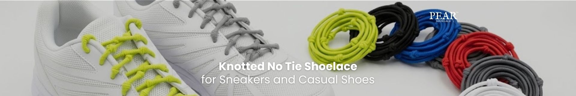 knotted no tie shoelaces on white sneakers - Pear Shoelace