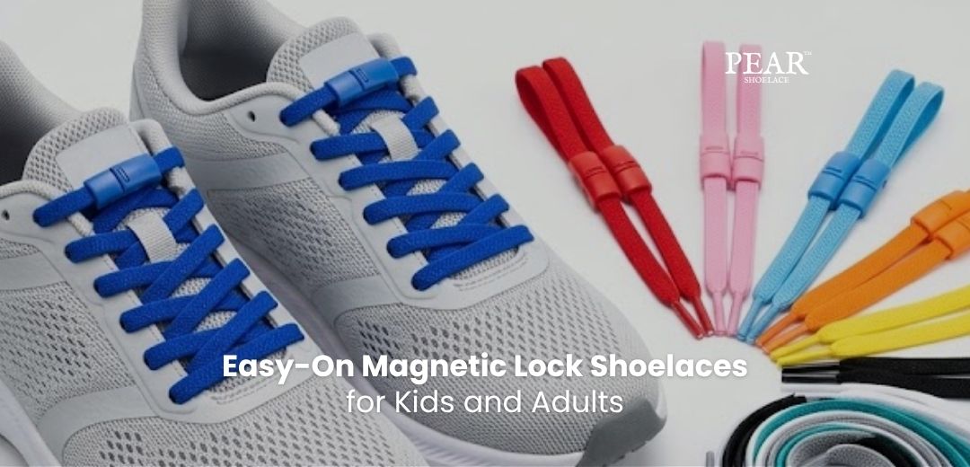 Magnetic Lock No Tie Shoelaces in popular colours with magnetic fasteners for sneakers and everyday shoes - Pear Shoelace
