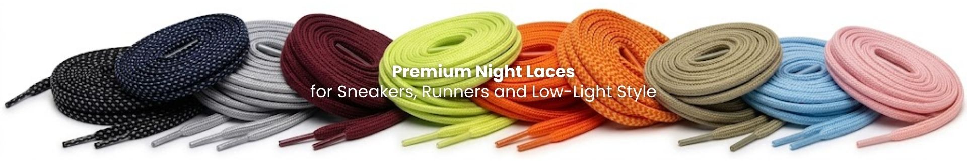 Night laces for sneakers and running shoes with reflective and glow-style finishes - Pear Shoelace
