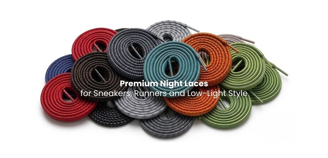 Night laces for sneakers and running shoes with reflective and glow-style finishes - Pear Shoelace