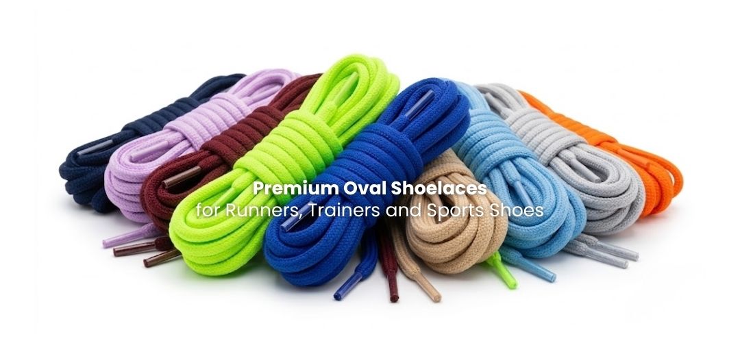 Oval sports shoelaces in multiple colours for runners, trainers and active shoes - Pear Shoelace