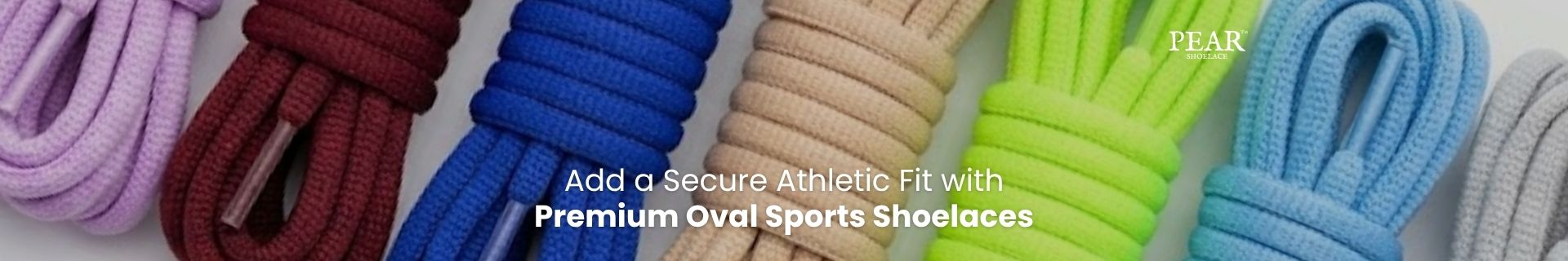 Oval sports shoelaces in multiple colours for runners, trainers and active shoes
