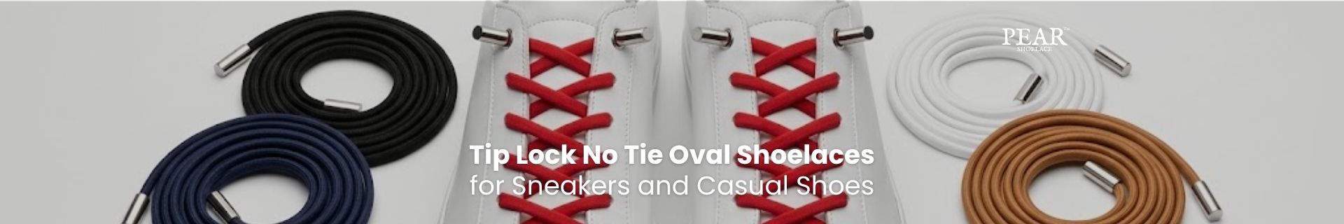 Tip Lock No Tie Shoelaces with oval laces for sneakers and casual shoes - Pear Shoelace