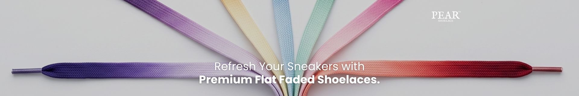 Flat faded shoelaces in soft gradient colours for sneakers and casual shoes