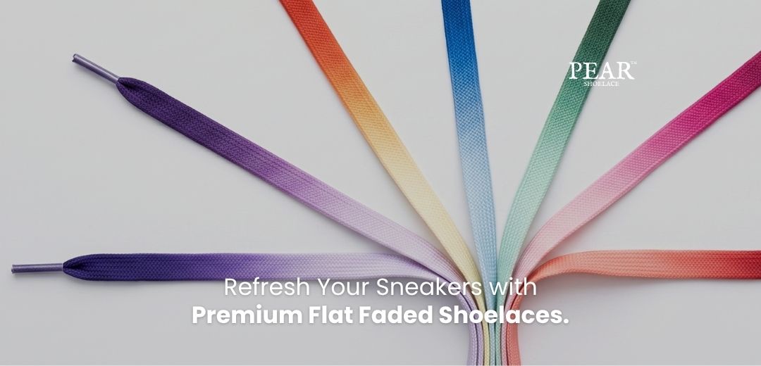 Flat faded shoelaces in soft gradient colours for sneakers and casual shoes