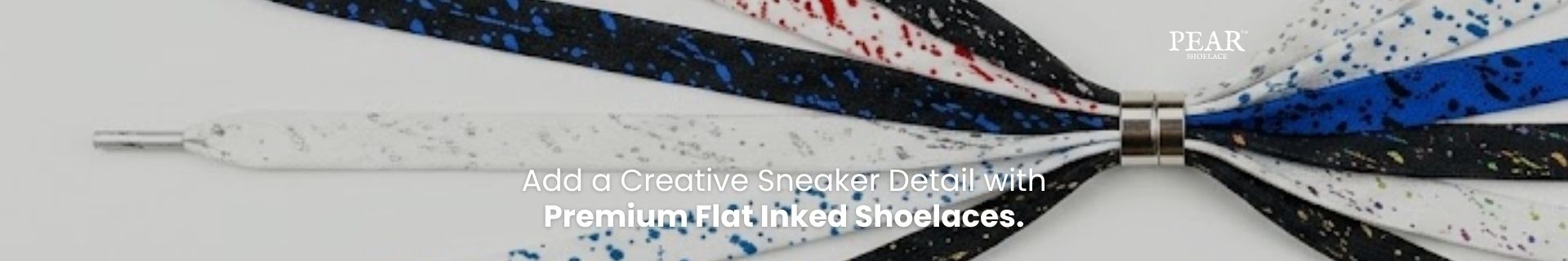 Flat inked shoelaces with printed design for sneakers and casual shoes
