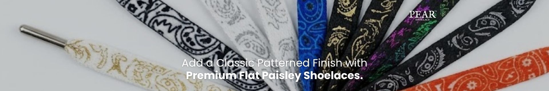 Flat paisley shoelaces in patterned designs for sneakers and casual shoes