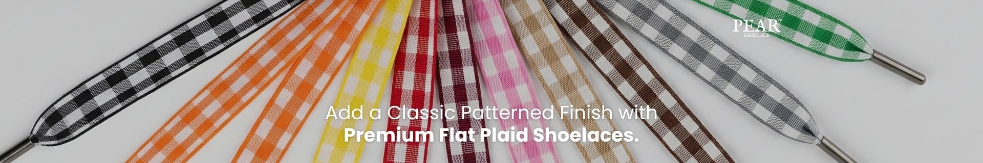 Flat plaid shoelaces in a patterned design for sneakers and casual shoes