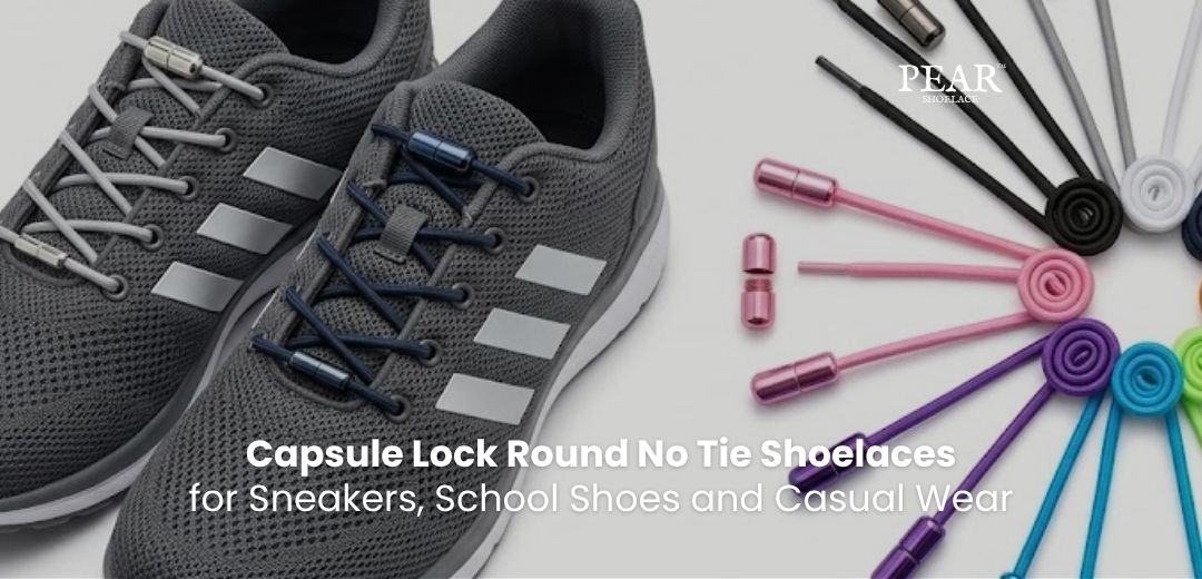 Capsule Lock round no-tie shoelaces on sneakers for easy slip-on wear - Pear Shoelace