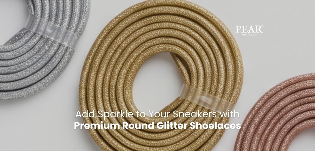 Round glitter shoelaces in multiple colours for sneakers and casual shoes