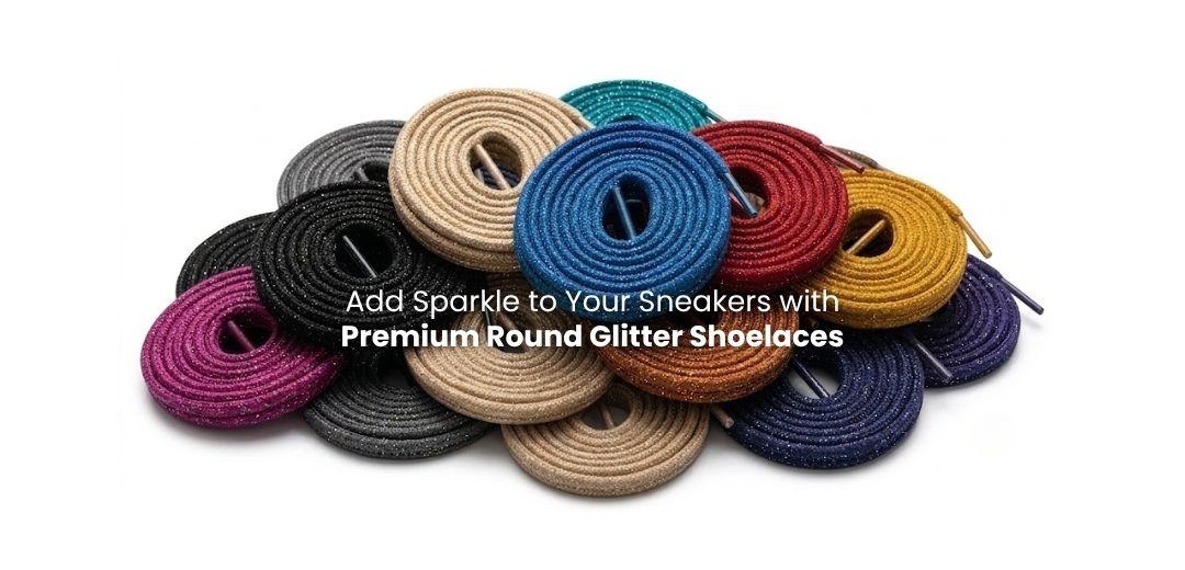 Shop Round glitter shoelaces in multiple colours for sneakers and casual shoes Round glitter shoelaces in multiple colours for sneakers and casual shoes - Pear Shoelace