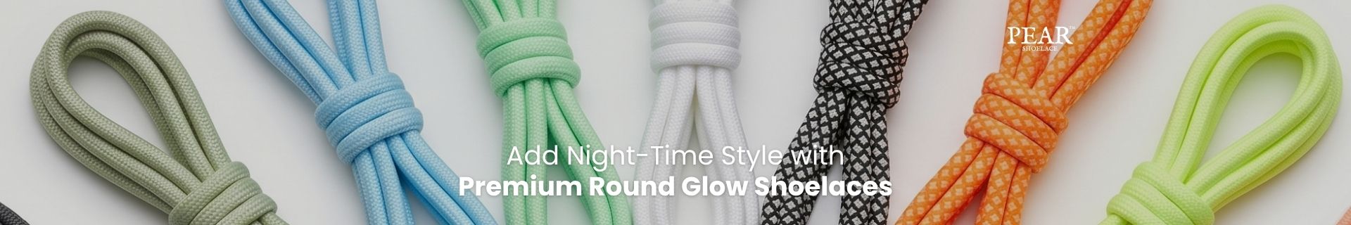 Round glow shoelaces for sneakers, boots and everyday footwear