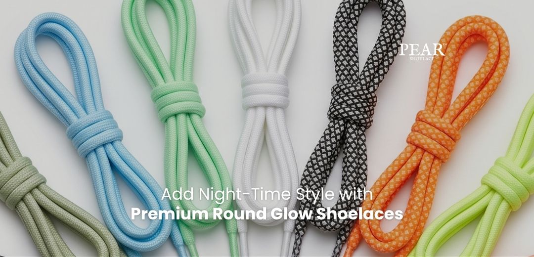 Round glow shoelaces for sneakers, boots and everyday footwear
