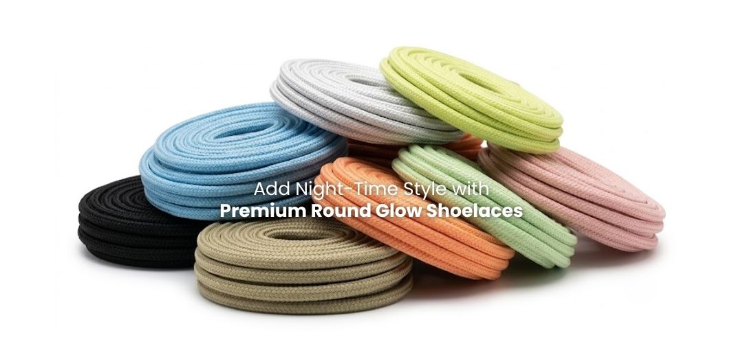 Shop Round glow shoelaces for sneakers, boots and everyday footwear Round glow shoelaces for sneakers, boots and everyday footwear - Pear Shoelace