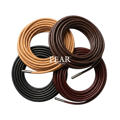 Round leather shoelaces for dress shoes and boots — Pear Shoelace