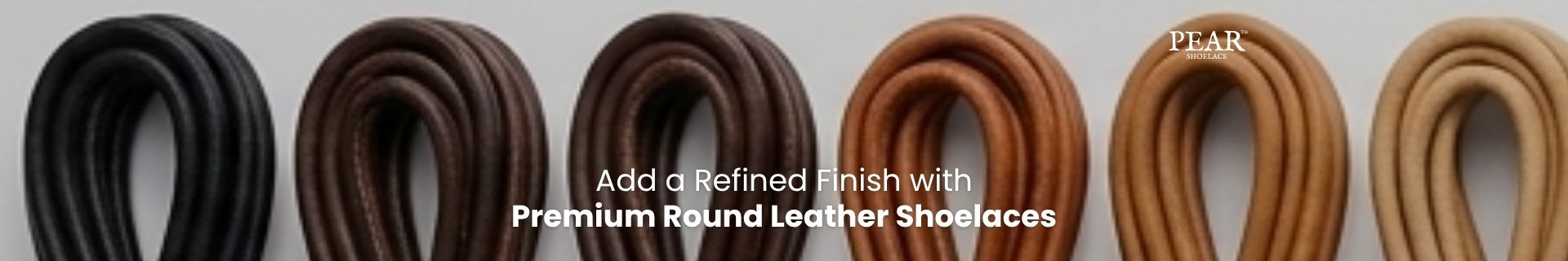 Round leather shoelaces in multiple colours for boots, dress shoes and casual footwear