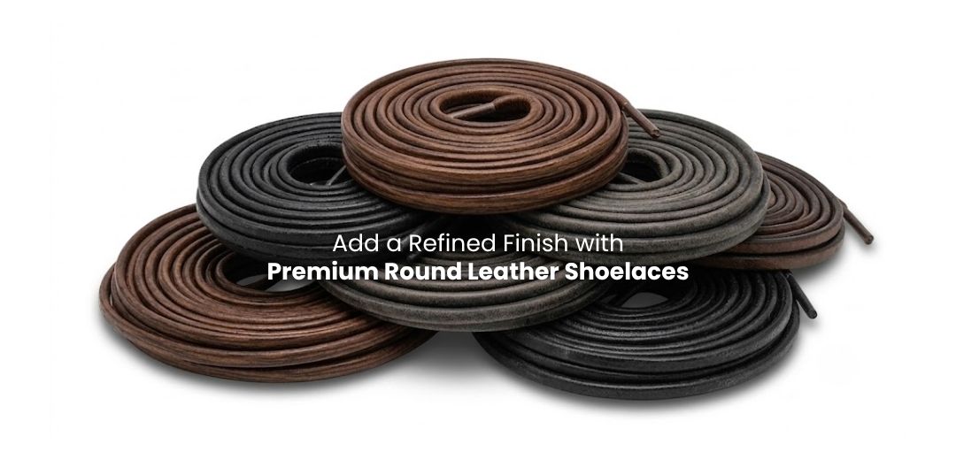 Shop Round leather shoelaces in multiple colours for boots, dress shoes and casual footwear Round leather shoelaces in multiple colours for boots, dress shoes and casual footwear - Pear Shoelace