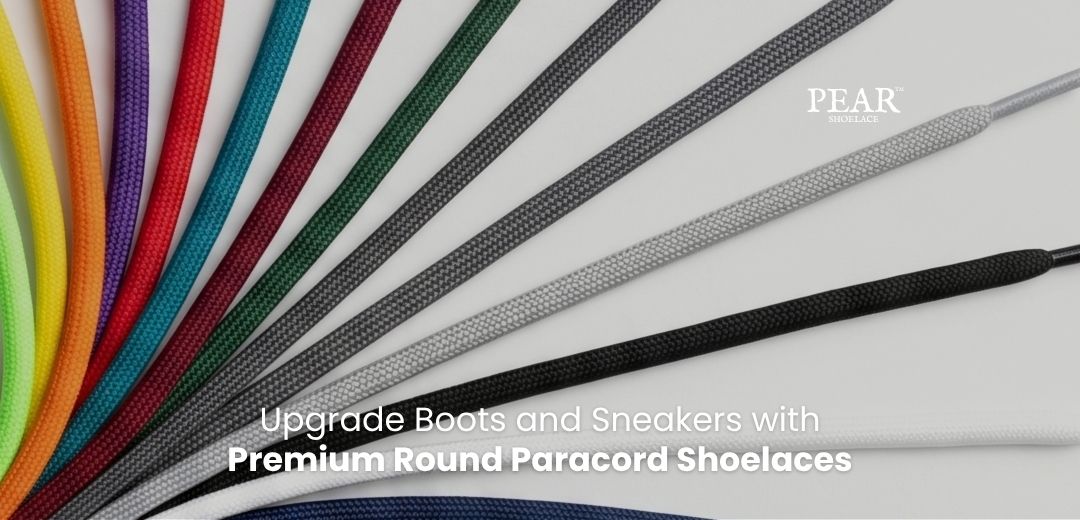 Round paracord shoelaces in multiple colours for boots, sneakers and outdoor shoes