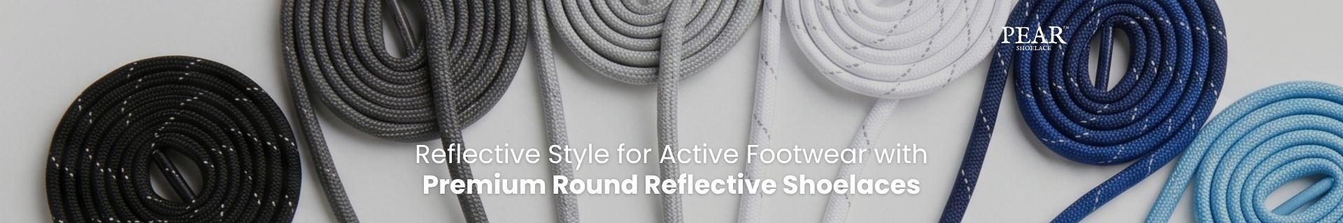 Round reflective shoelaces in multiple colours for runners, trainers and sneakers