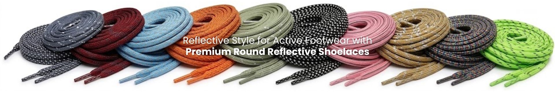 Round reflective shoelaces in multiple colours for runners, trainers and sneakers - Pear Shoelace