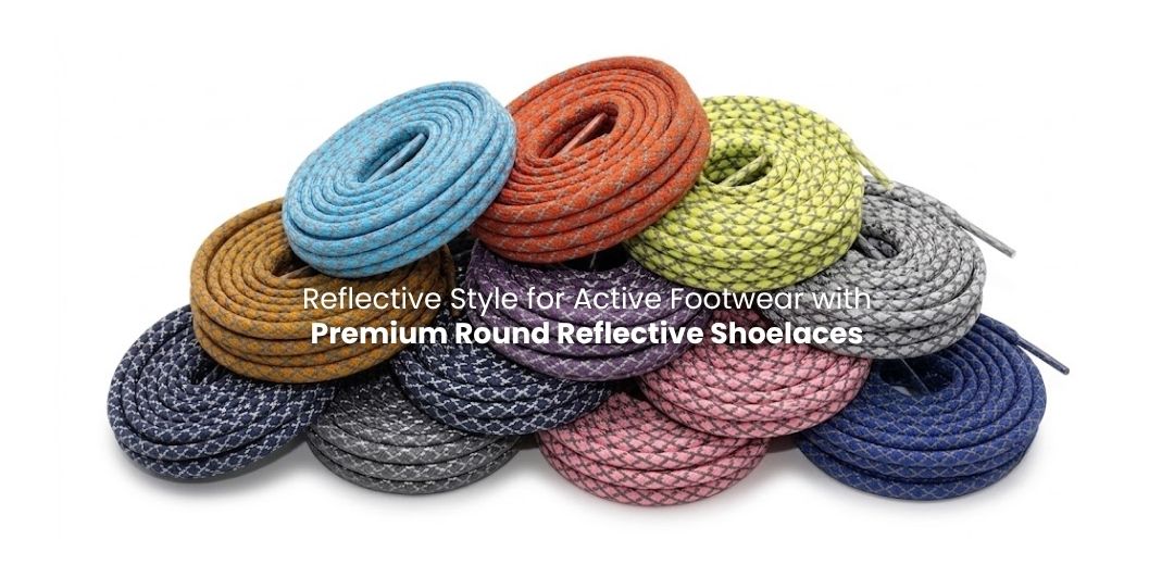 Round reflective shoelaces in multiple colours for runners, trainers and sneakers - Pear Shoelace