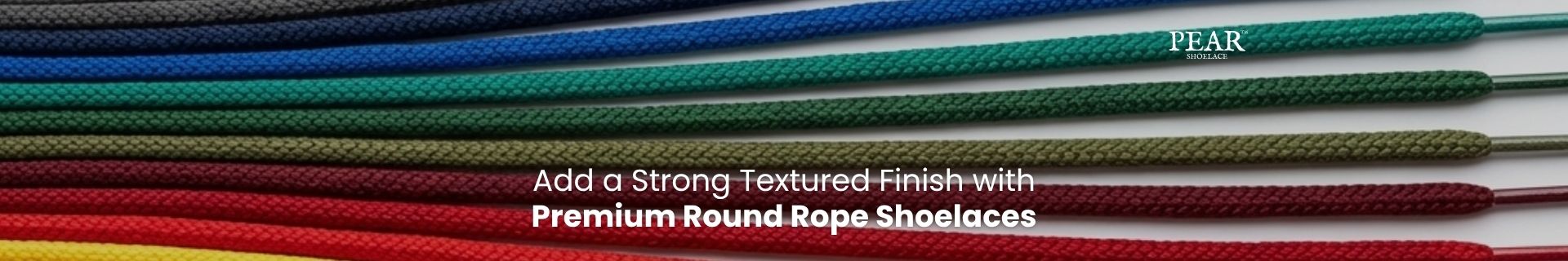 Round rope shoelaces with textured woven finish and finished aglets