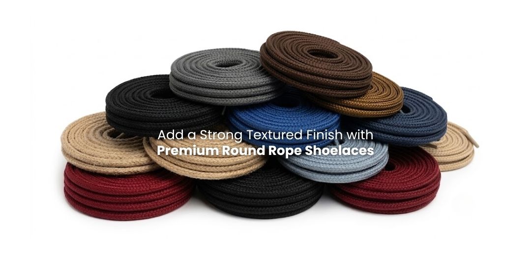 Shop Round rope shoelaces with textured woven finish and finished aglets Round rope shoelaces with textured woven finish and finished aglets - Pear Sholeace
