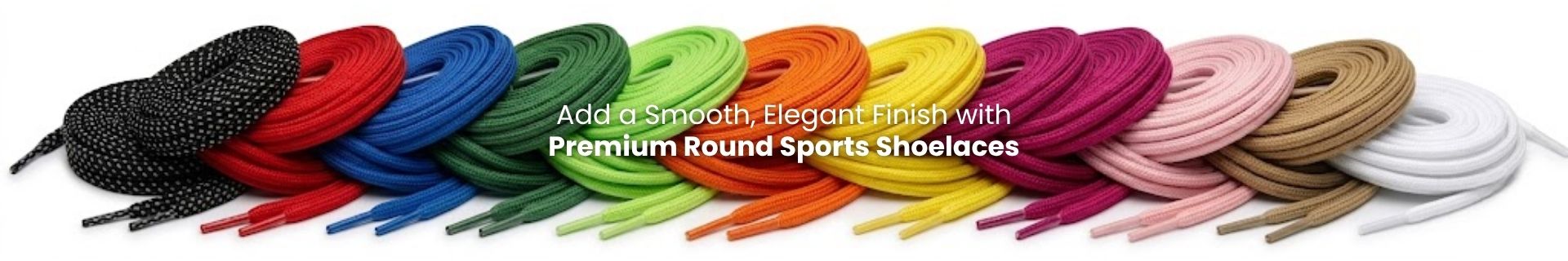 Round sports shoelaces in multiple colours for runners and trainers