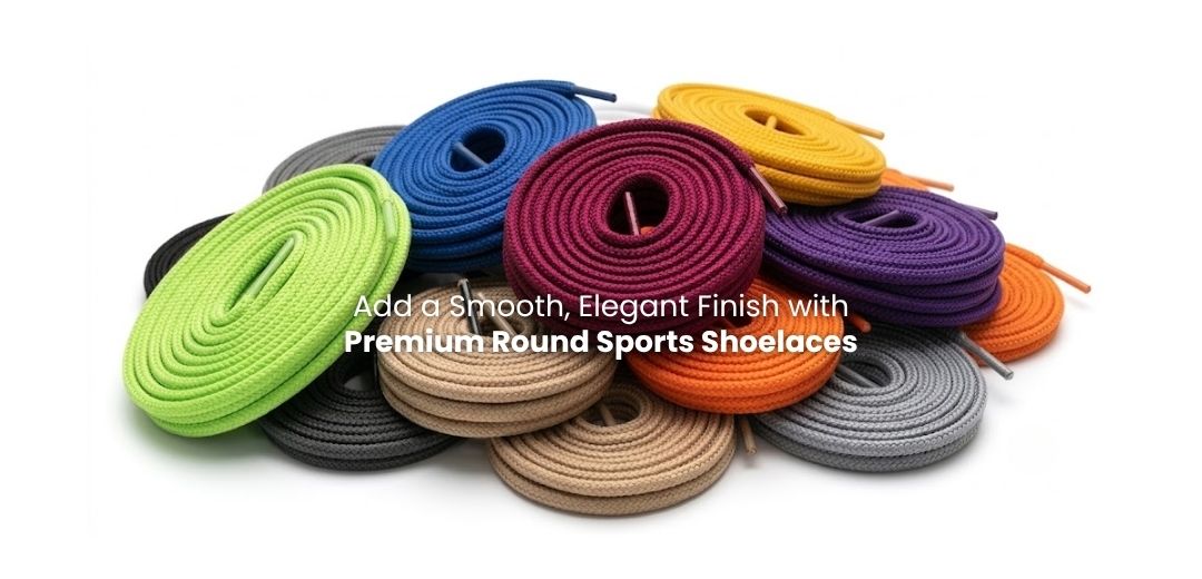 Round sports shoelaces in multiple colours for runners and trainers
