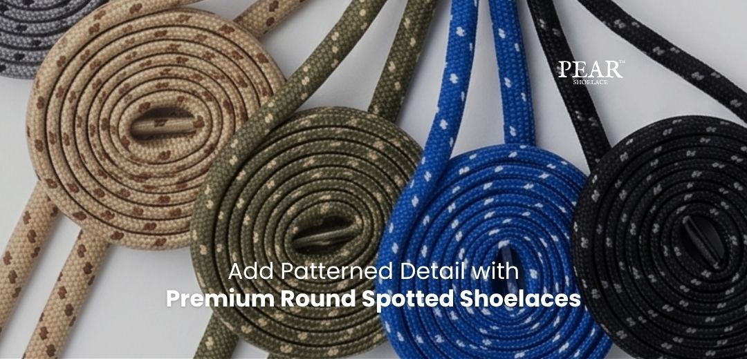 Round spotted shoelaces in multiple colours for sneakers and casual shoes