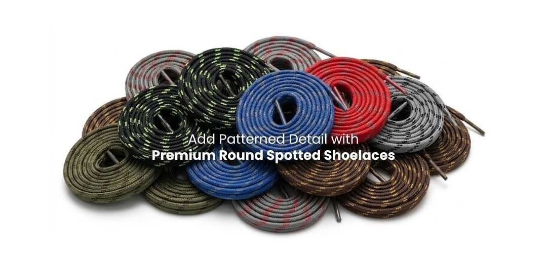 Round spotted shoelaces in multiple colours for sneakers and casual shoes - Pear Shoelace