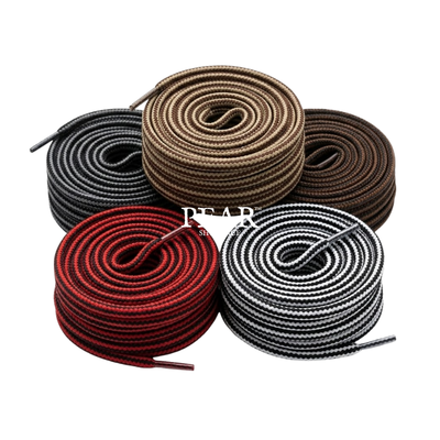 Round striped shoelaces with classic contrast — Pear Shoelace