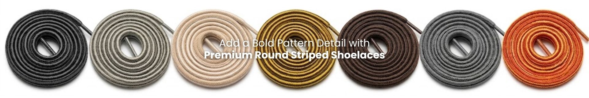 Round striped shoelaces in multiple colours for sneakers, boots and casual shoes - Pear Shoelace