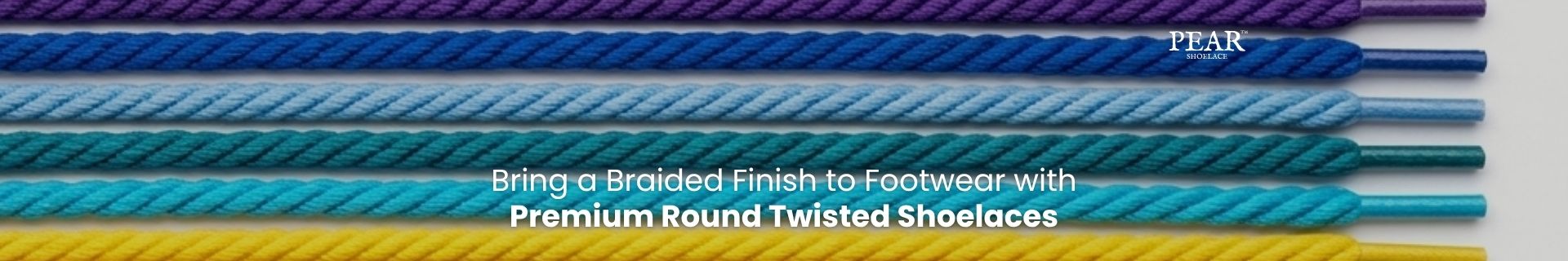 Round twisted shoelaces in multiple colours for sneakers, boots and casual shoes