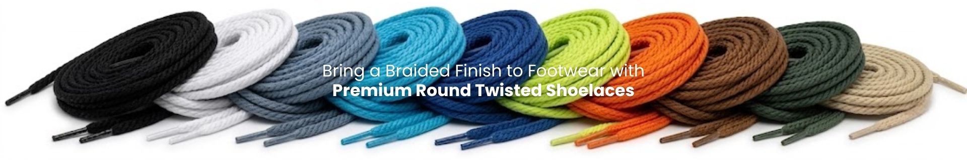 Round twisted shoelaces in multiple colours for sneakers, boots and casual shoes - Pear Shoelace