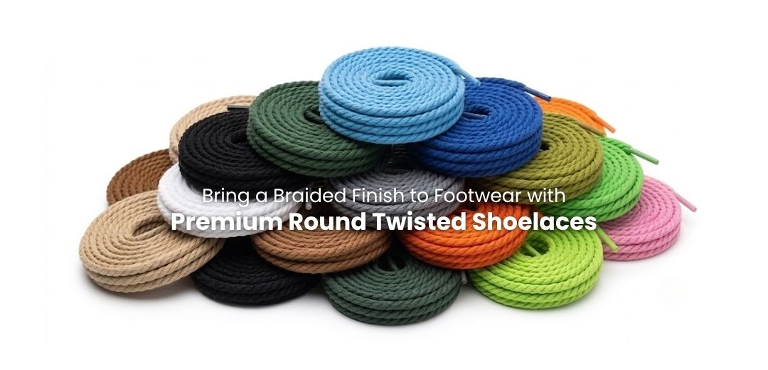 Round twisted shoelaces in multiple colours for sneakers, boots and casual shoes - Pear Shoelace