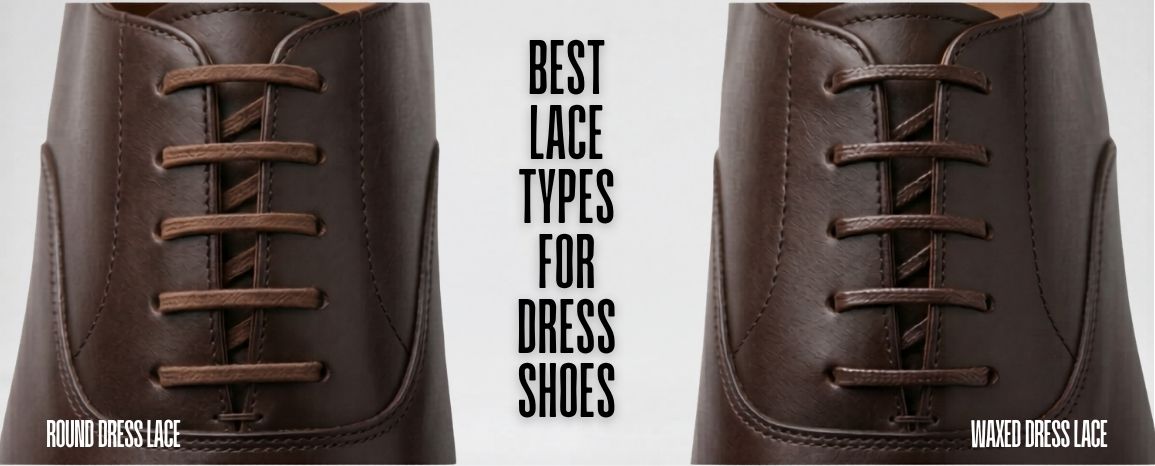 Comparison of round and waxed laces on dress shoes