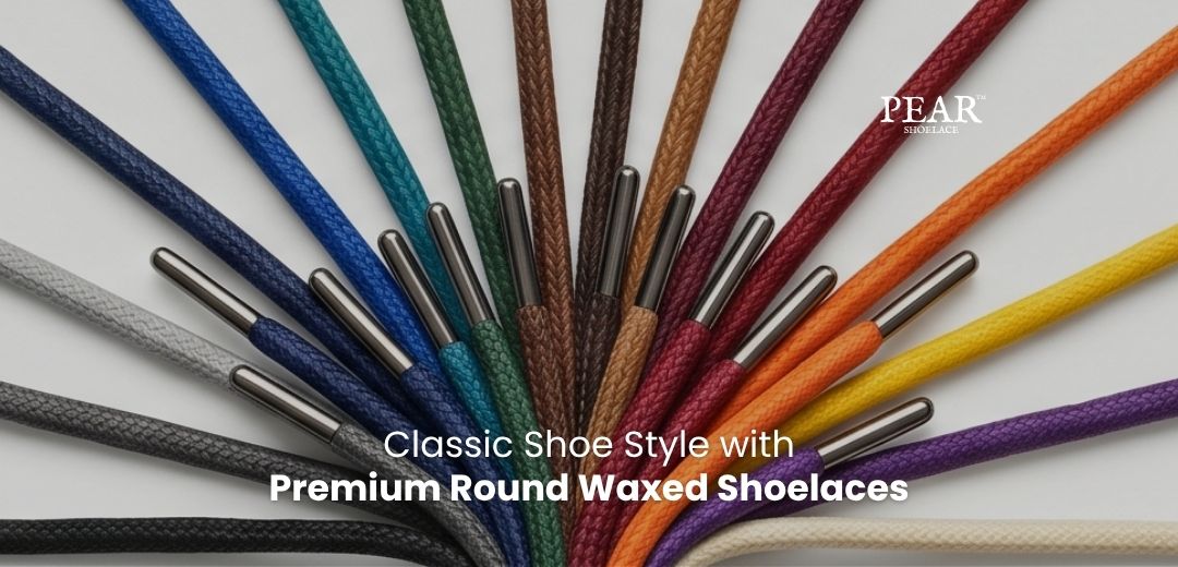 Round waxed shoelaces for dress shoes, boots and sneakers