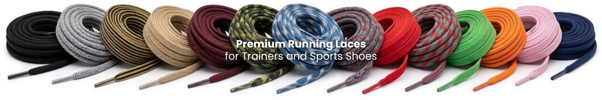 Running shoelaces for trainers and active shoes arranged on a clean background - Pear Shoelace