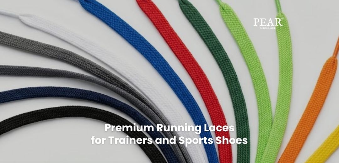 Running shoelaces for trainers and active shoes arranged on a clean background - Pear Shoelace