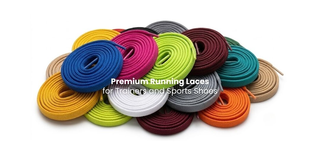 Running shoelaces for trainers and active shoes arranged on a clean background - Pear Shoelace