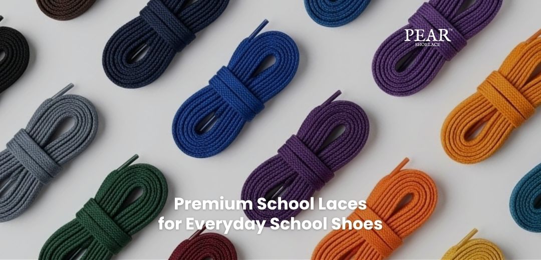 School laces in classic colours for leather school shoes and everyday uniforms - Pear Shoelace