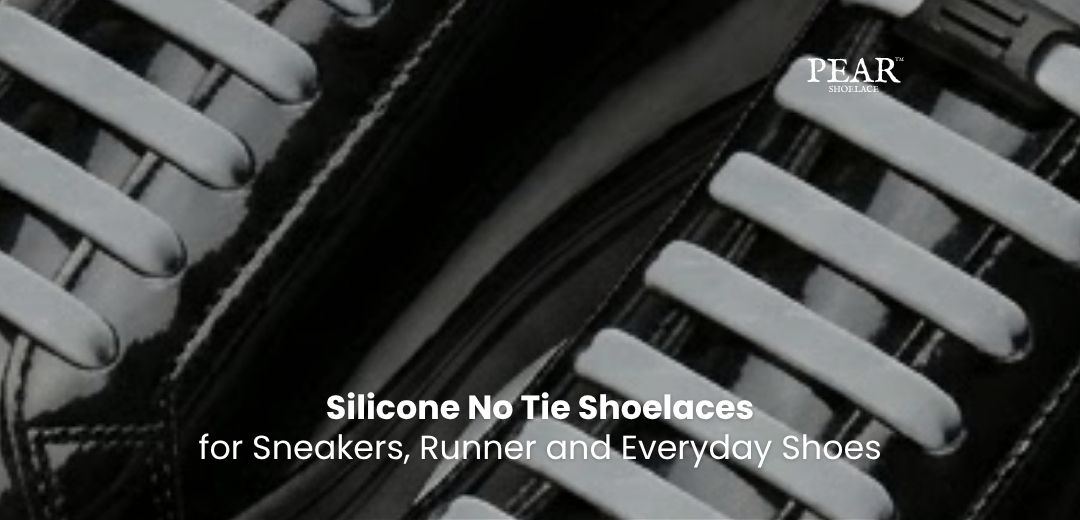 Shop Silicone No-Tie Shoelaces Silicone no tie shoelaces in assorted colours fitted to sneakers for easy slip-on wear - Pear Shoelace