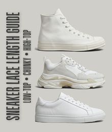 Low-top, chunky and high-top sneakers showing different lace length needs