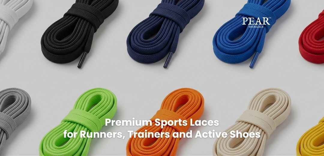 Sports laces for runners, trainers and active shoes in multiple colours and styles - Pear Shoelace