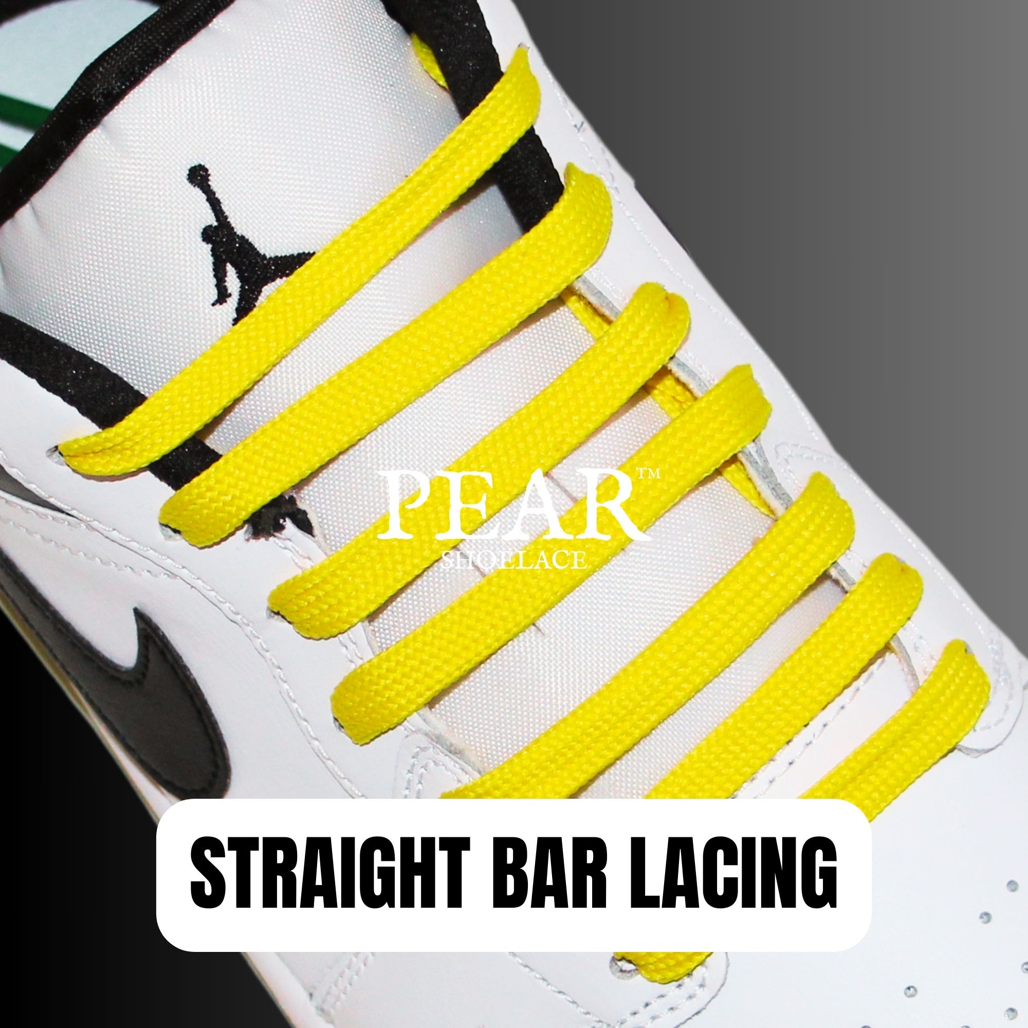 Straight-bar shoe lacing style demonstrated on sneakers